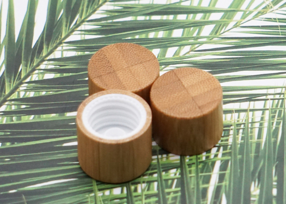 Tutup Sekrup Plastik Kosmetik Bambu Tertutup Silinder 18mm 15mm Untuk Botol