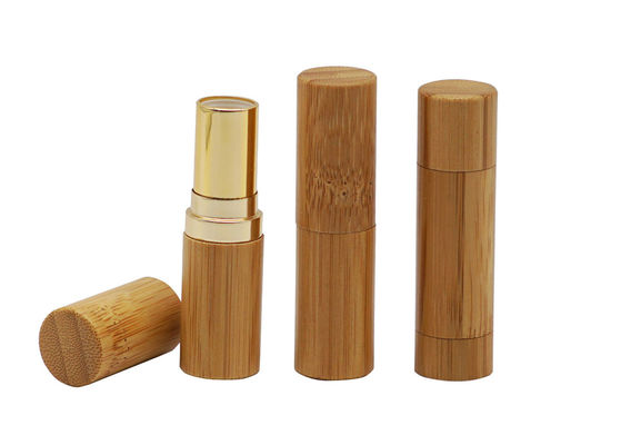 Bentuk Silinder Bulk 3.5g Bamboo Lip Balm Tubes