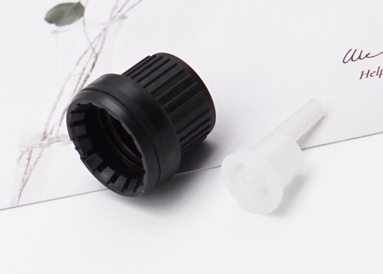 Tutup Sekrup Plastik CRC Dengan Sisipan Untuk Botol Kaca 18mm Black Tamper Evident Cap