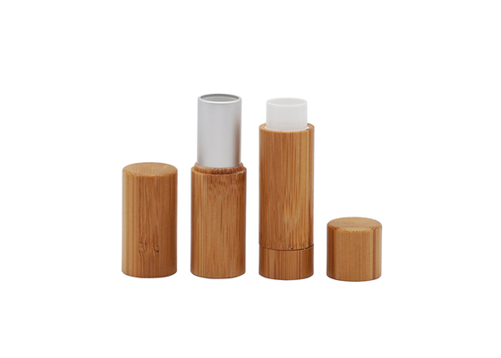 Tabung Balsem Bibir Kosmetik Kustom Kosong Lipstik Tertutup Bambu 3.5g