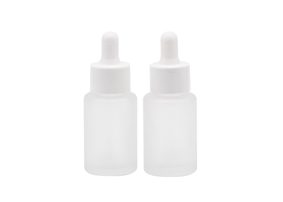 Botol Penetes Kaca Silinder Putih 15ml Kosmetik Minyak Esensial Kosong