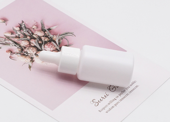 Botol Penetes Kaca Silinder Putih 15ml Kosmetik Minyak Esensial Kosong