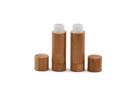 Tabung Balsem Bibir Kosmetik Kustom Kosong Lipstik Tertutup Bambu 3.5g