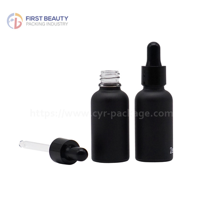 Botol Kaca Penetes Minyak Esensial Kosong Matte Black 5ml - 100ml