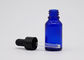 Botol Penetes Minyak Esensial Kaca Biru Dengan 18mm Hitam Penetes Plastik Teat Hitam