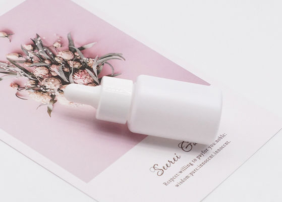 Botol Penetes Kaca Silinder Putih 15ml Kosmetik Minyak Esensial Kosong