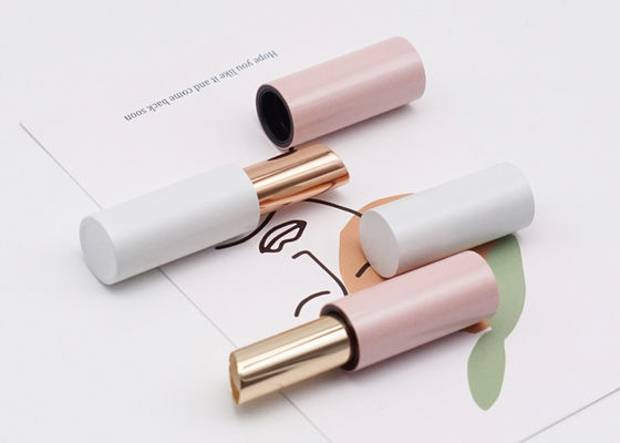 Pink Slim Empty Lipstick Container Tube Cylinder White Aluminium